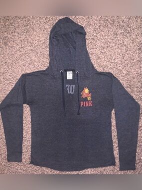 PINK Victoria's Secret Charcoal Gray Hooded Pullover